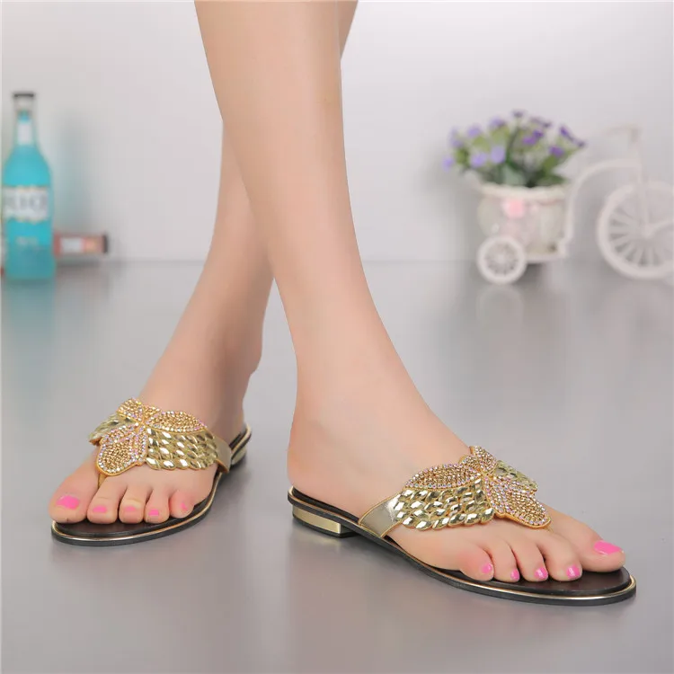 G-SPARROW 2017 New Summer Korean Womens Flip Flop Slippers Wedding Online Gold Flat Shoes For Prom3