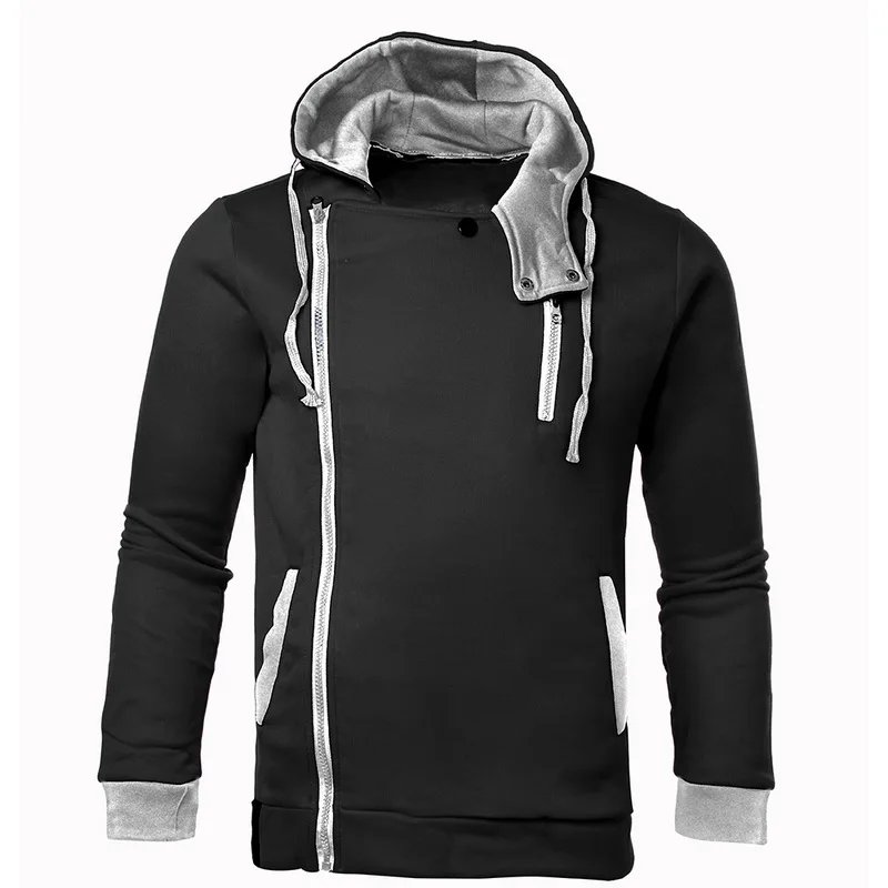 NIBESSER мужские толстовки, свитшоты на осень и зиму, Модная приталенная куртка на молнии с длинным рукавом, мужская спортивная одежда размера плюс 6xl - Цвет: black