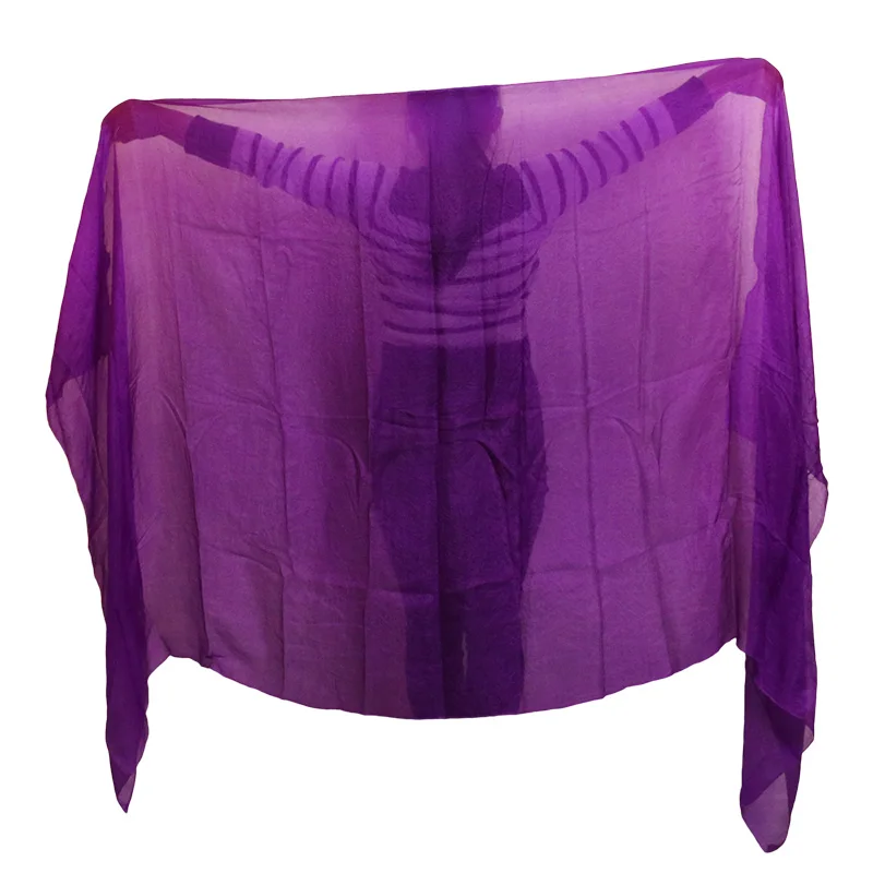 Шелк танец живота вуаль шаль шарф чистый фиолетовый цвет живота для практики в танцах и выступлений шелковые вуали 250/270*114 см