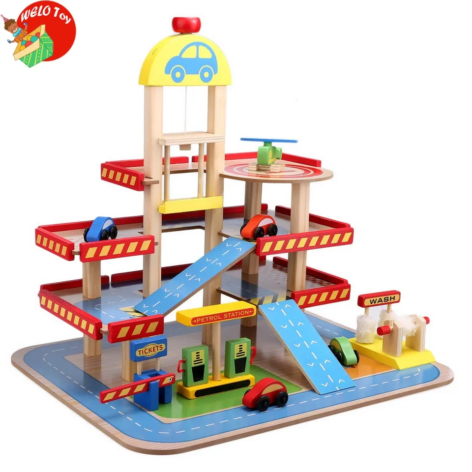 wooden parking garage toy