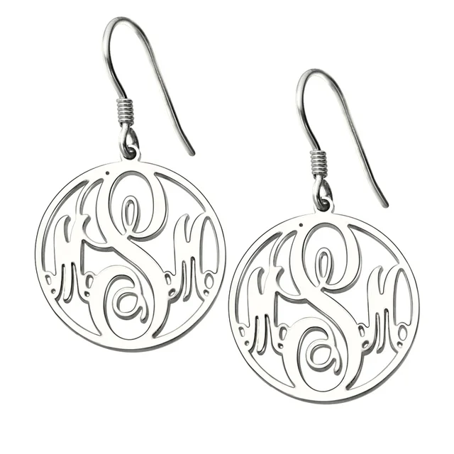 Personalized Circle Monogram Earrings Sterling Silver Monogrammed Personalized Circle Monogram Earrings Sterling Silver Monogrammed Handmade Initials