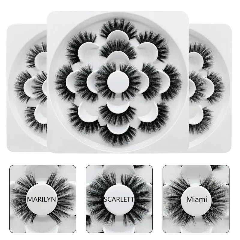 

Seven Pairs Of Lotus Disk Eyelashes 3D Mink Hair Pure Hand-Made Natural Thick Eyelashes