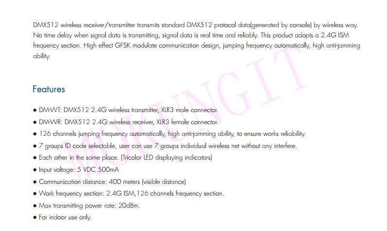 DMX512 Беспроводной передатчик DM-WT и приемник DM-WR 2,4G, XLR3 разъем