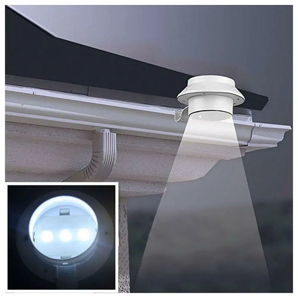 10 pcs Solar Powered 3 LED Outdoor Light Gutter Pathway with Bracketin LED Indoor Wall Lamps
