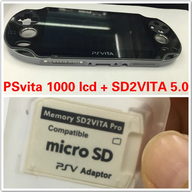 

1set Black Oled lcd screen with frame+SD2VITA 5.0 for PSVita PS Vita PSV 1000 PCH 1001 1004 1104 1XXX Console parts