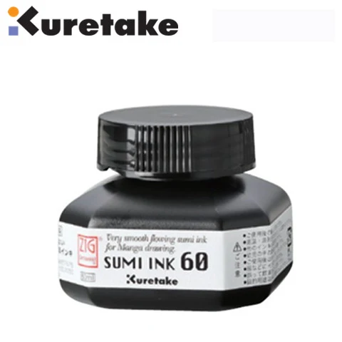 ZIG Ink Kuretake черные чернила SUMI объемом 60 мл гладкие плавные быстросохнущие для