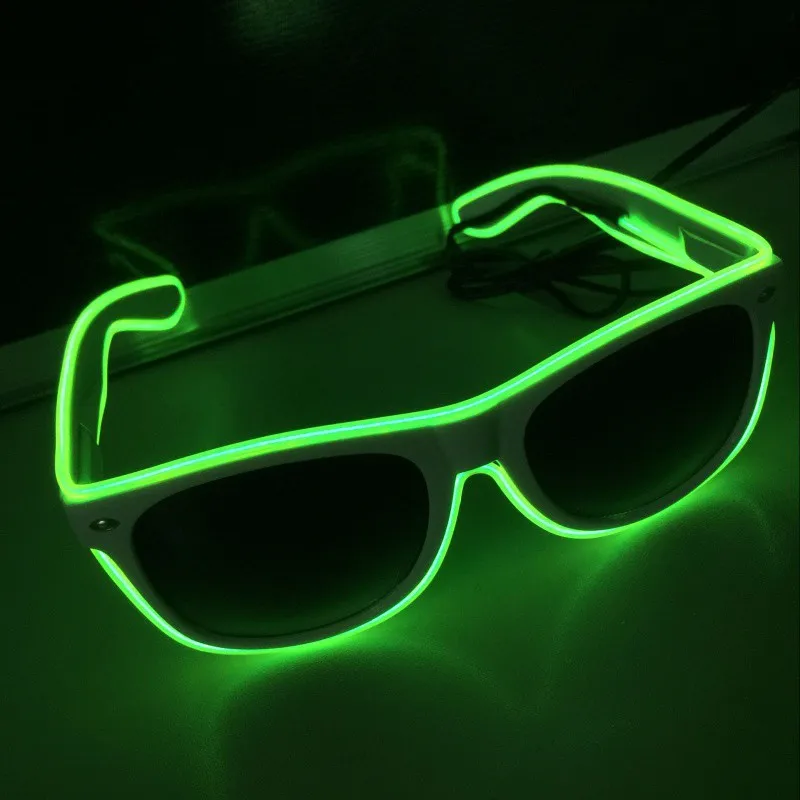 Мигающий светодиодный светильник вечерние солнцезащитные очки EL Wire светодиодный светящиеся вечерние, декоративный светильник ing классический подарок яркий - Цвет: Fluorescent green