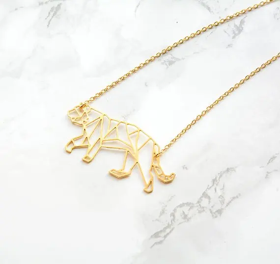 

NianDi Tiger Necklace Geometric Tiger Pendant Charm Origami Necklace Jewelry Drop Shipping YLQ7126
