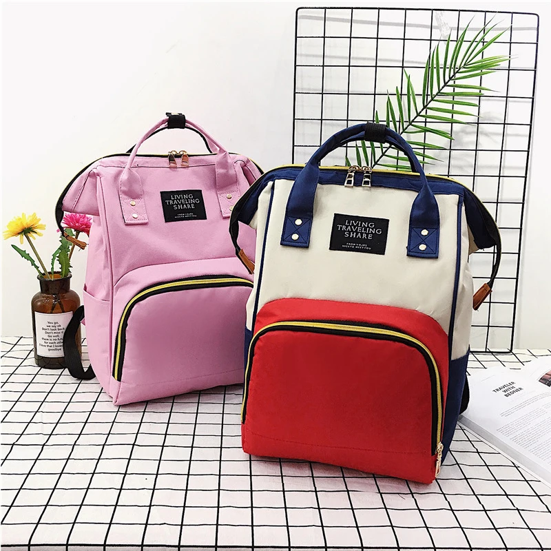 

Mummy bag sandwich shoulder nappy backpack mummy large capacity black polyester baby wetbag