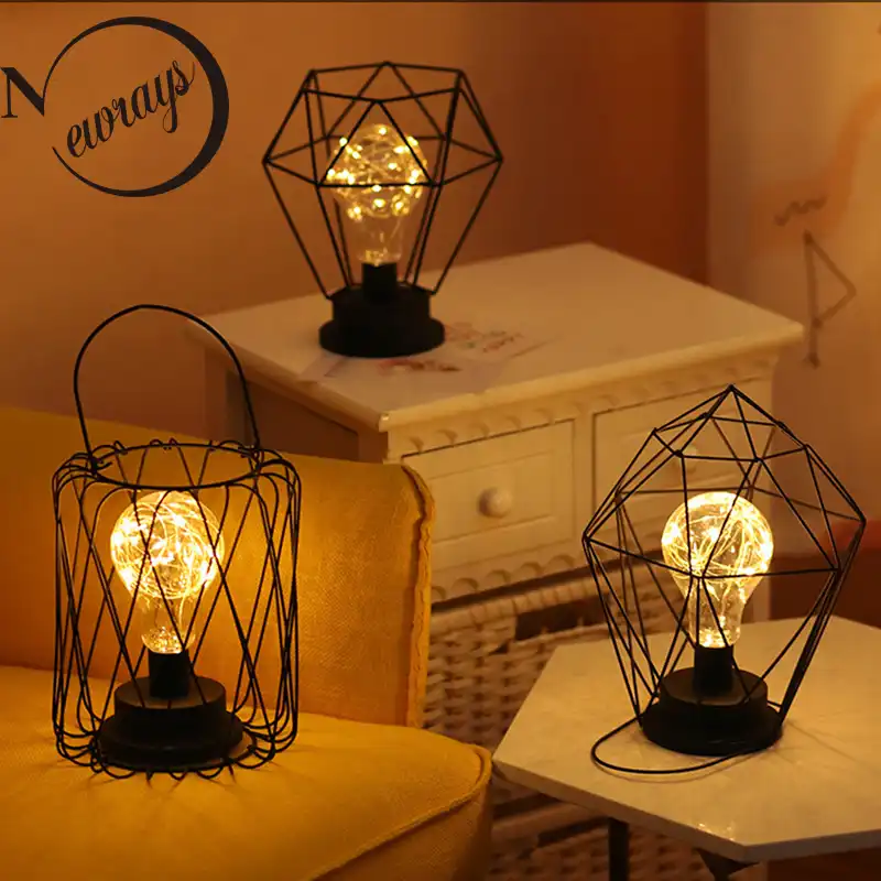 Desktop Decoration Retro Wrought Iron Hanging Lamp Led Table
