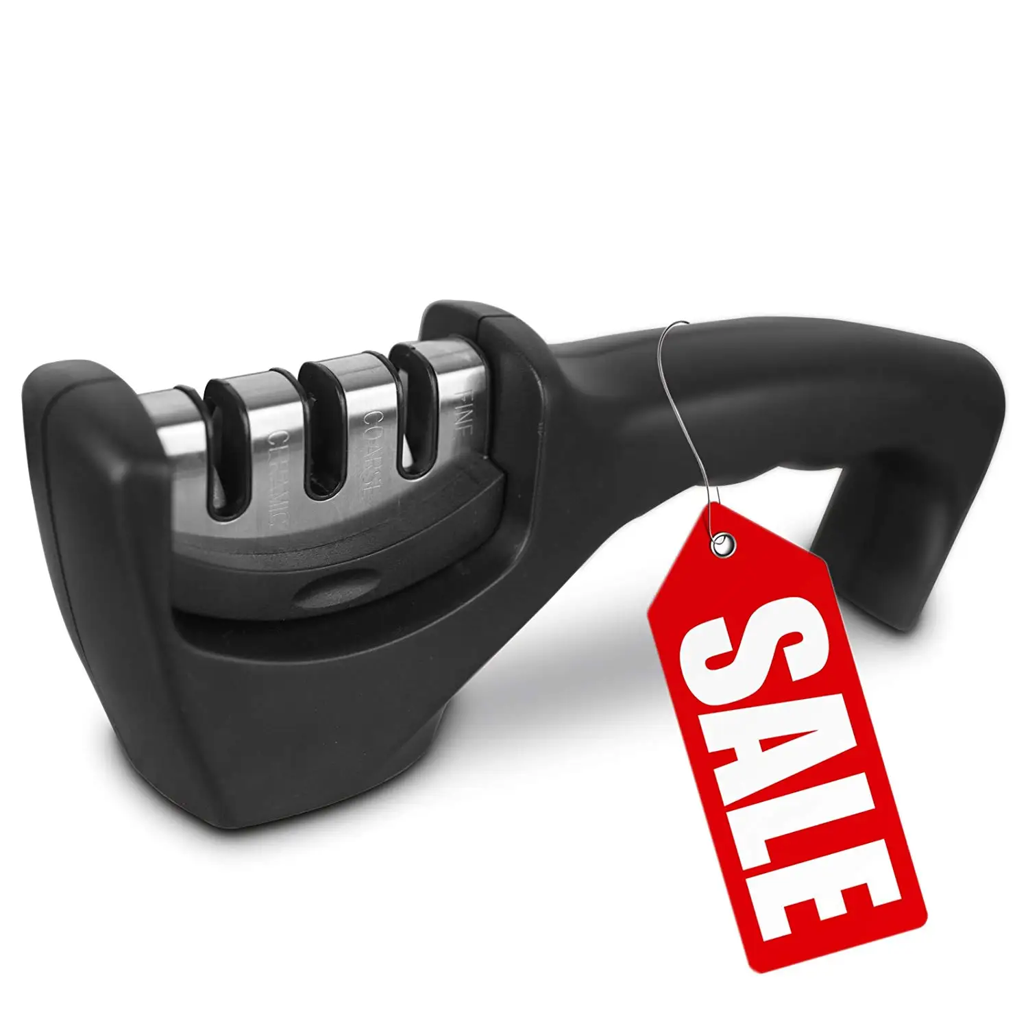 

Professional Knife Sharpener, 3 Stage Diamond Ceramic Tungsten Steel Handheld Knives Sharpening