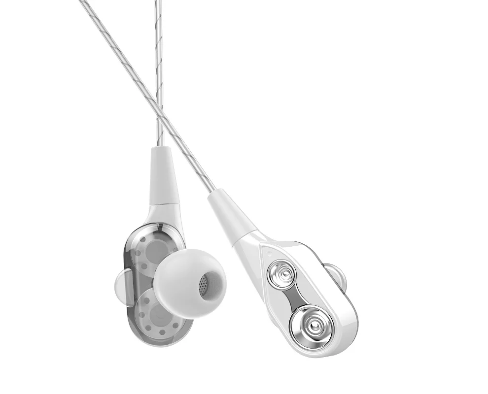 white double dynamic hifi earphone sport 3 