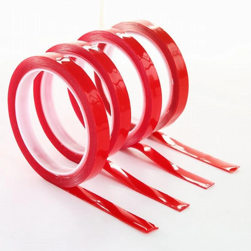 3mm/5MM/10MM*25M Red Transparent Silicone Double Sided Tape Sticker For Car High Strength No Traces Adhesive Sticker Living Good
