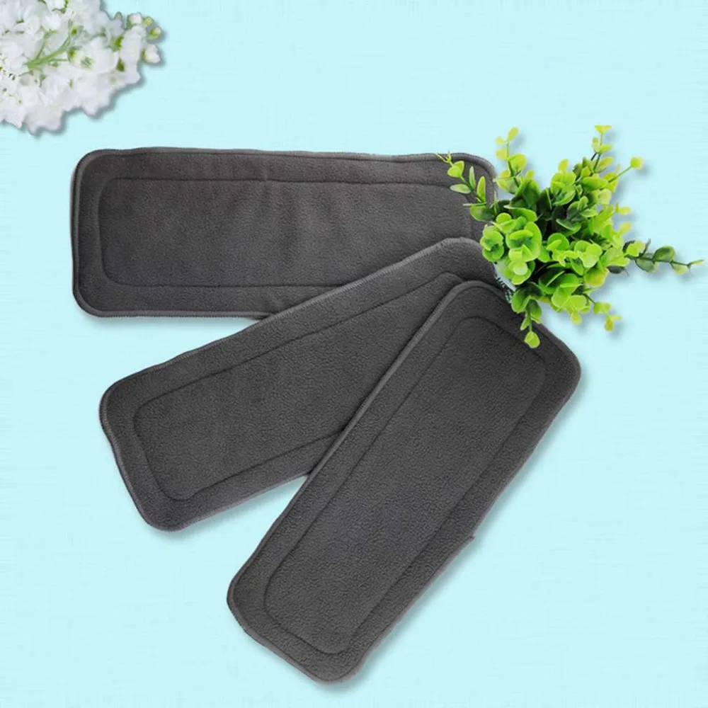

OUTAD 5Pcs/Set Reusable 4 Layers Of Bamboo Charcoal Insert Soft Baby Cloth Nappy Diaper Use Water Absorbent Breathable Diaper