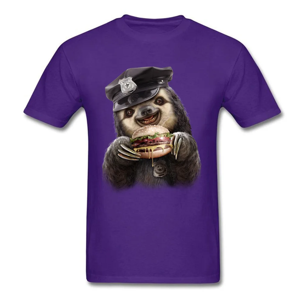 BURGER COP Summer/Autumn All Cotton O-Neck Tees Short Sleeve Crazy Tee-Shirt Funny Summer T-shirts Drop Shipping BURGER COP purple