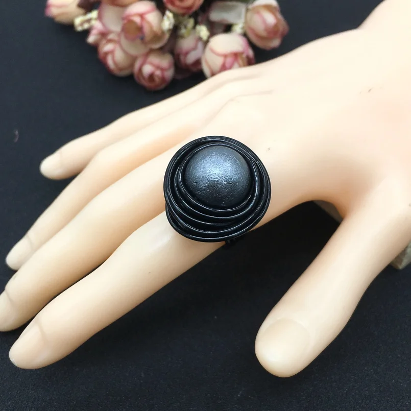 MANILAI Unique Handmade Simulated Pearl Rings For Women Fashion Jewelry Wire Spira Acrylic Bead Vintage Finger Rings 2018