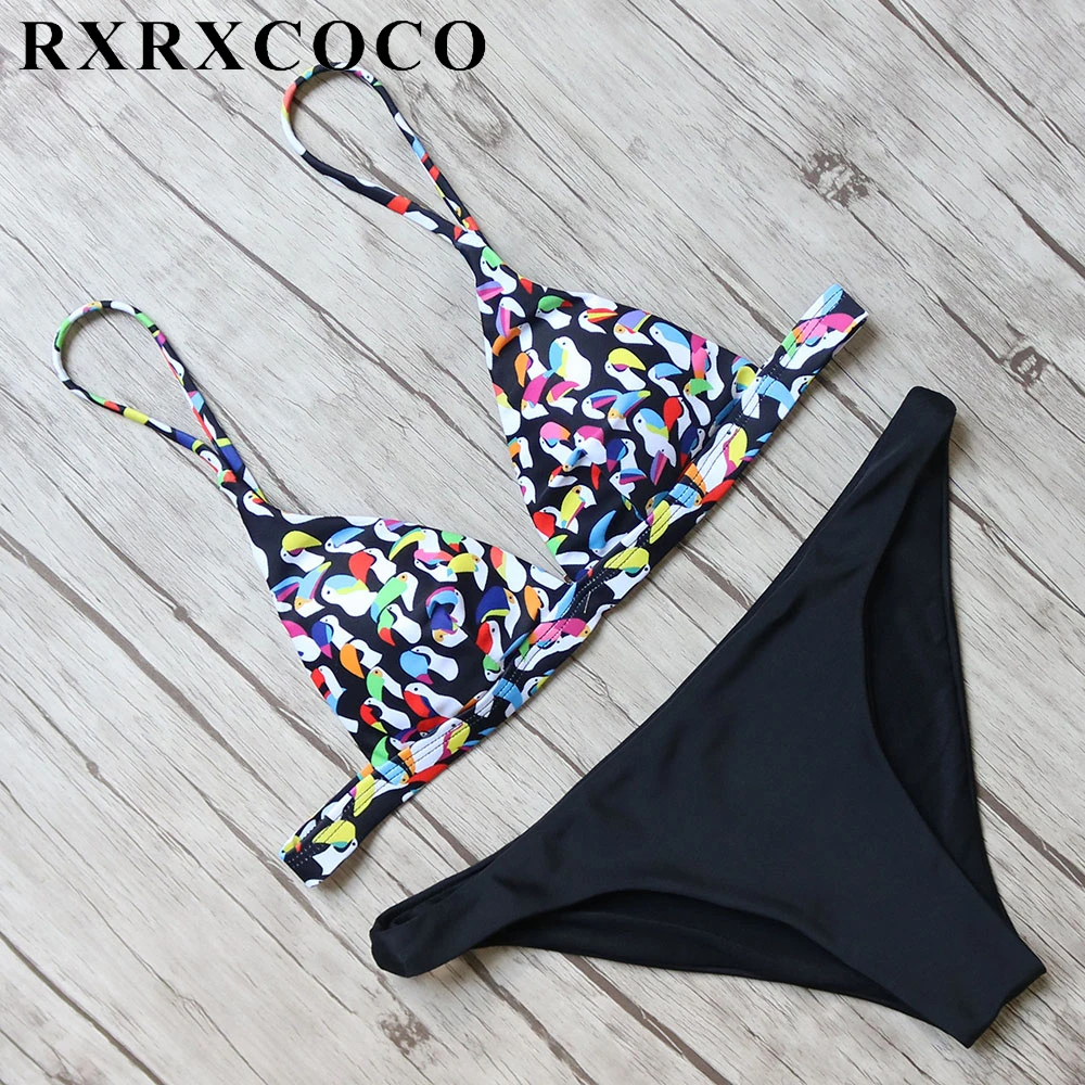 

RXRXCOCO Top Brand 2017 Bikini Set Women Push Up Bikini Halter Bandage Swimsuit Sexy Low Waist Bathing Suit Swimming Wear