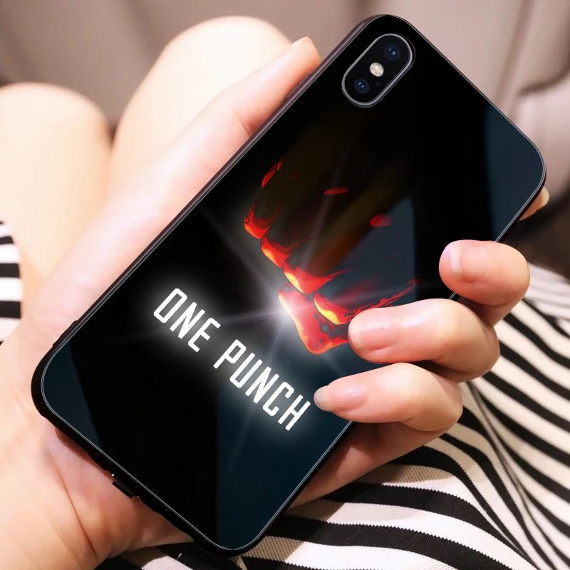 Mofi Smart Led Glow чехол для телефона для iPhone XR XS MAX чехол Funda Роскошный Жесткий Силиконовый ТПУ узорчатый стеклянный персонаж Капа