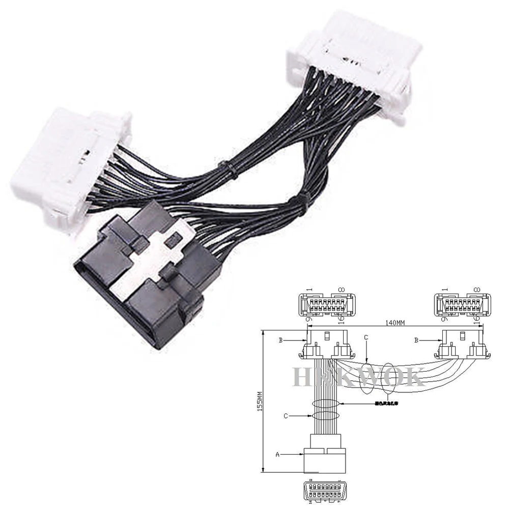 OBD 2 1 до 2 J1962 Y кабель женский 16 Pin сплиттер расширение авто разъем