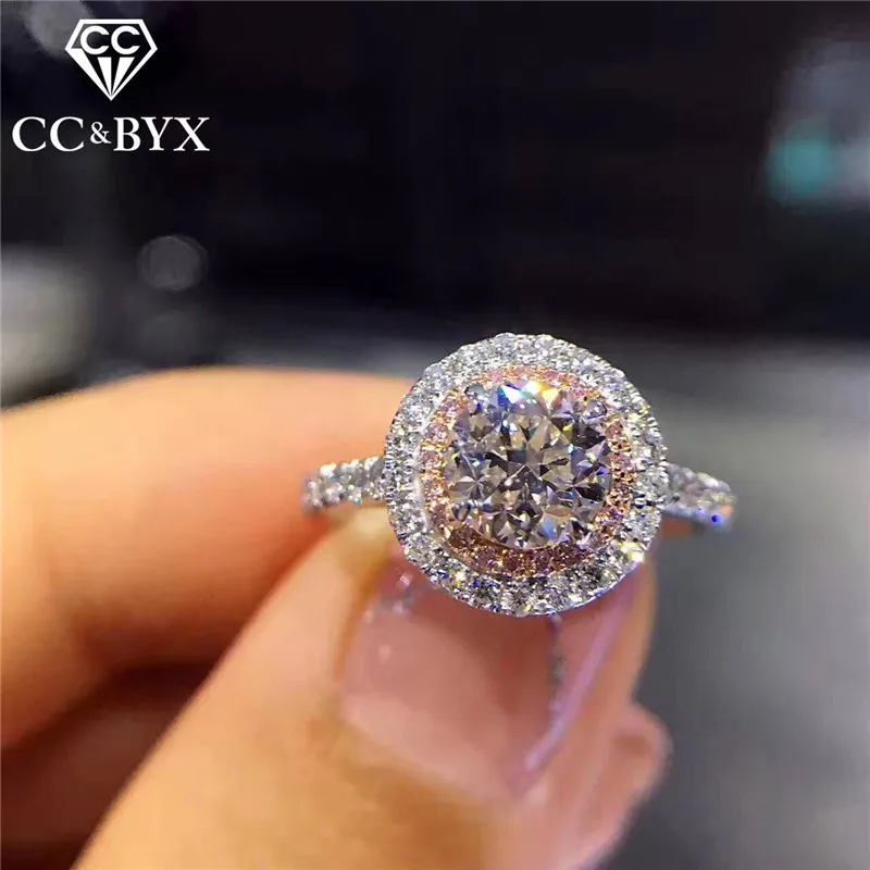 Женское серебряное кольцо CC S925 свадебное украшение с розовым камнем ювелирные