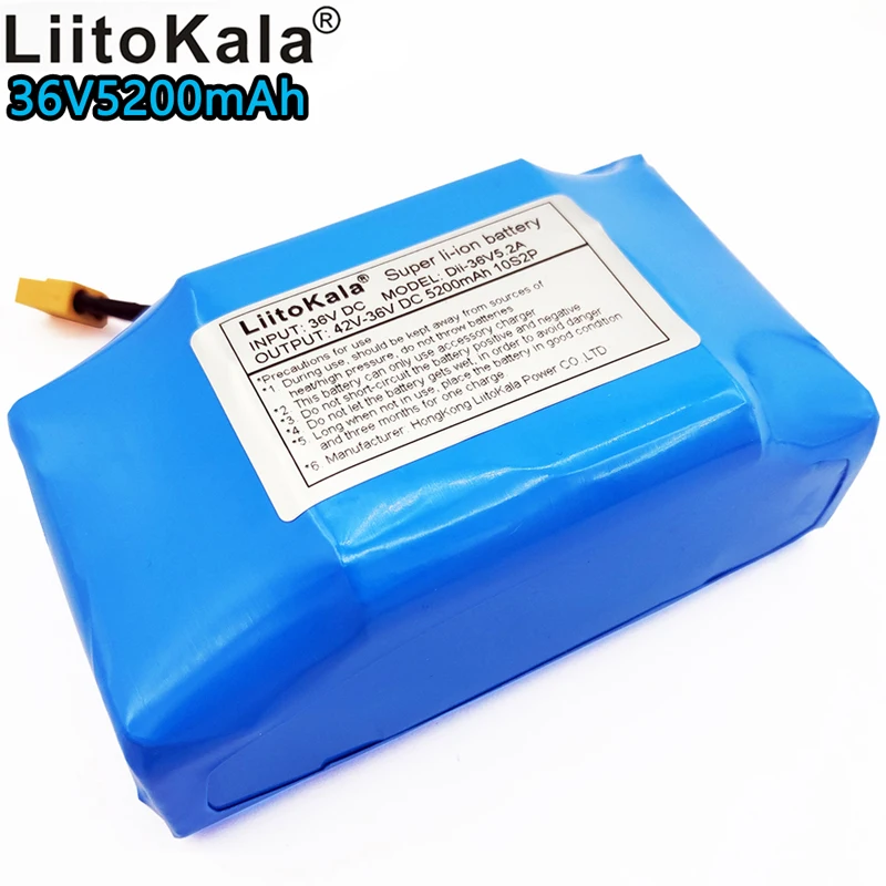 

Liitokala 36v 5.2ah lithium battery 10s2p 36v battery 5200mAh lithium ion battery pack 42V 5200mah balance car battery bms