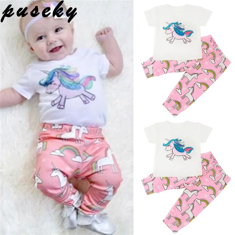

Puseky 2PCS Newborn Baby Girl Boy Clothes Set Tops T-Shirts Long Sleeve Pants Cotton Cute 2pcs Outfits Clothing Set Baby Girls