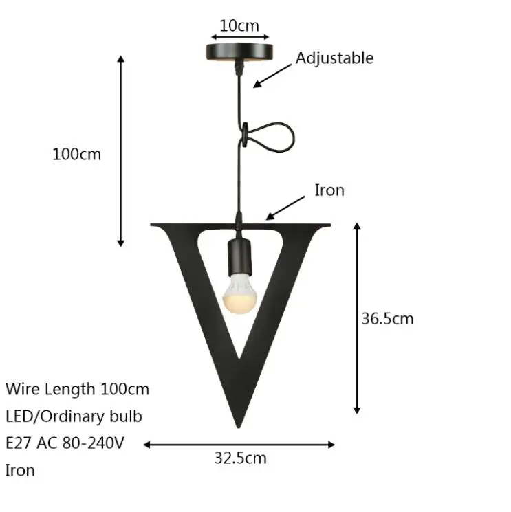 Новинка простой железный букв комбинации N-Z подвесной светильник светодиодный E27 современный Лофт подвесной светильник для restautant магазин кафе бар - Цвет корпуса: V