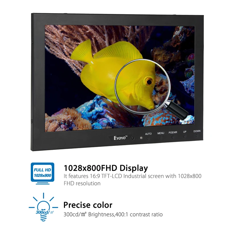 Eyoyo 1" HD lcd Мини компьютер и ТВ дисплей CC tv экран видеонаблюдения hdmi ЖК-мониторы с HDMI/VGA/видео/аудио