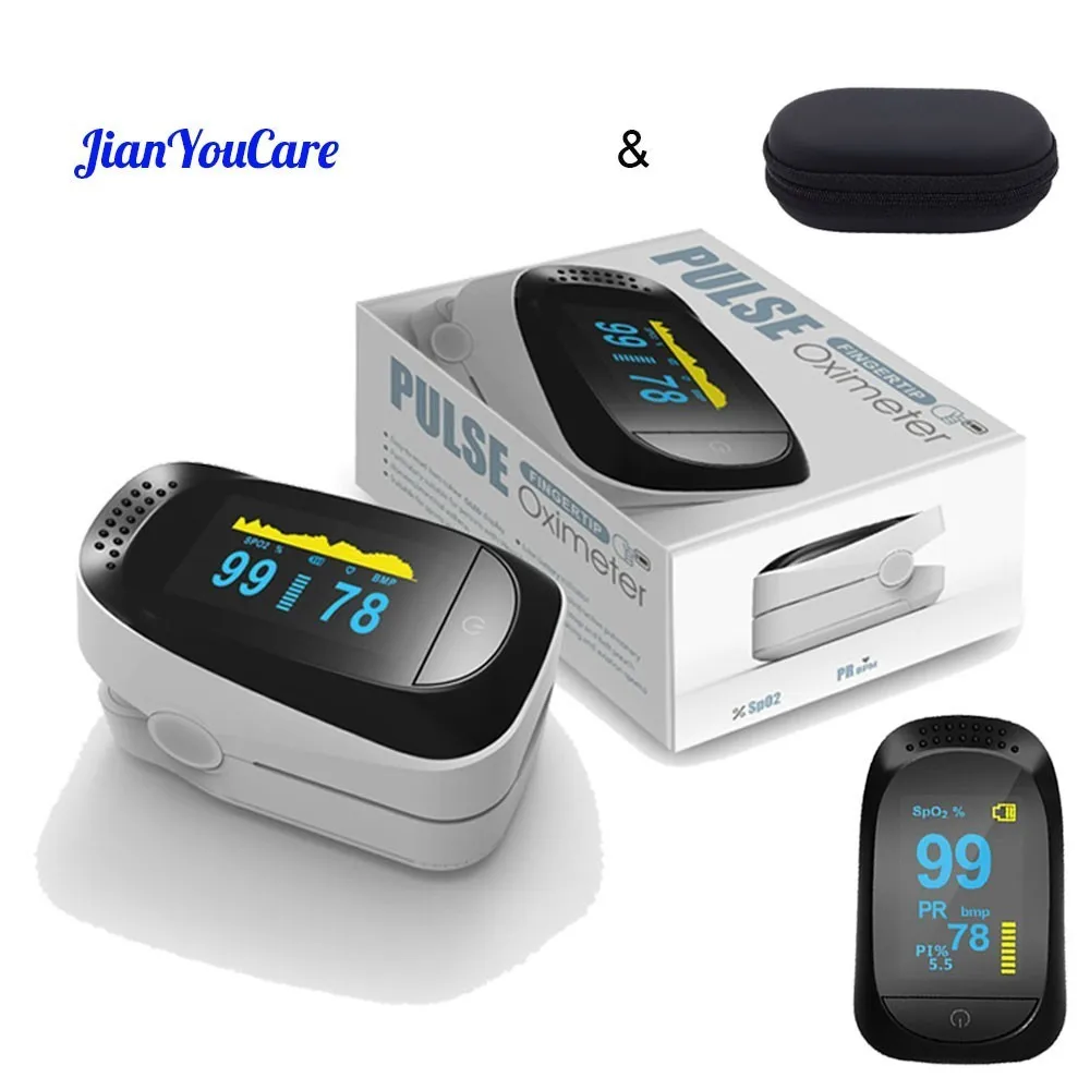 

Digital Finger Pulse Oximeter Blood Oxygen SPO2 PR PI Alarm Oximetro de dedo pulso Portable Health Care 8 hour sleep send case