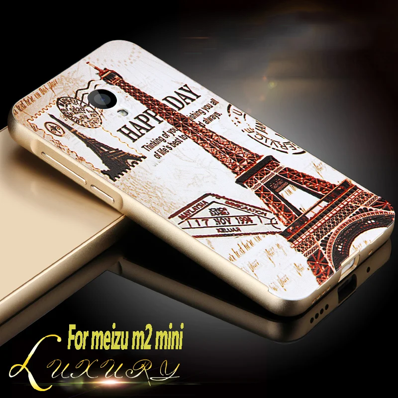 

For Meizu M2 Mini Case 5" cartoon Metal Aluminum Frame Mirror Acrylic Cover Case For Meizu M2 Mini cover mobile Phone protective