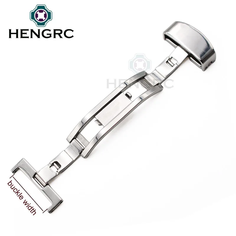 HENGRC 18 20 22 24 мм ремешок для часов пряжка серебро полированный 316L нержавеющая сталь застежка ремешок для наручных часов аксессуары