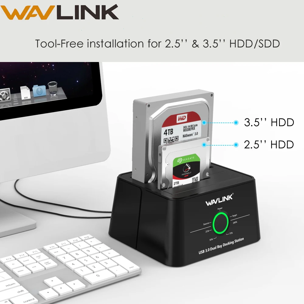  Wavlink SATA externo hdd carcasa 2 Bahía SATA hdd estación de acoplamiento USB3.0 Función de clon f