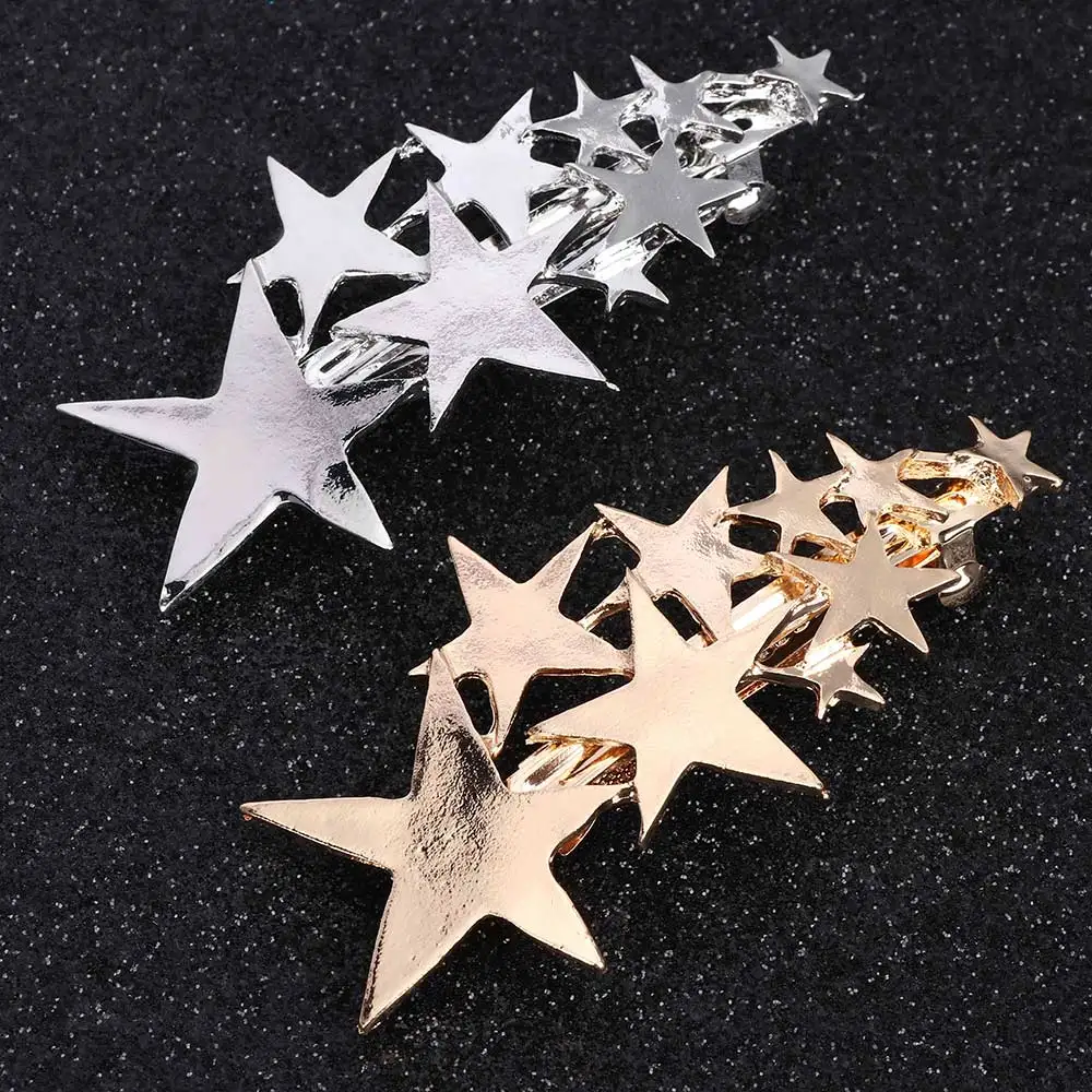 

New Women Gold Silver Star Hair Clip Barrette Hairpin Bobby Pin For Girls Gift