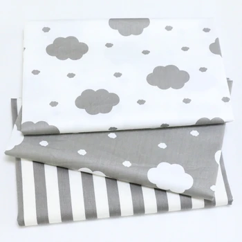 Grey Cloud Patchwork Cotton Fabric Simple Printed Fabrics for Sewing Curtain Baby