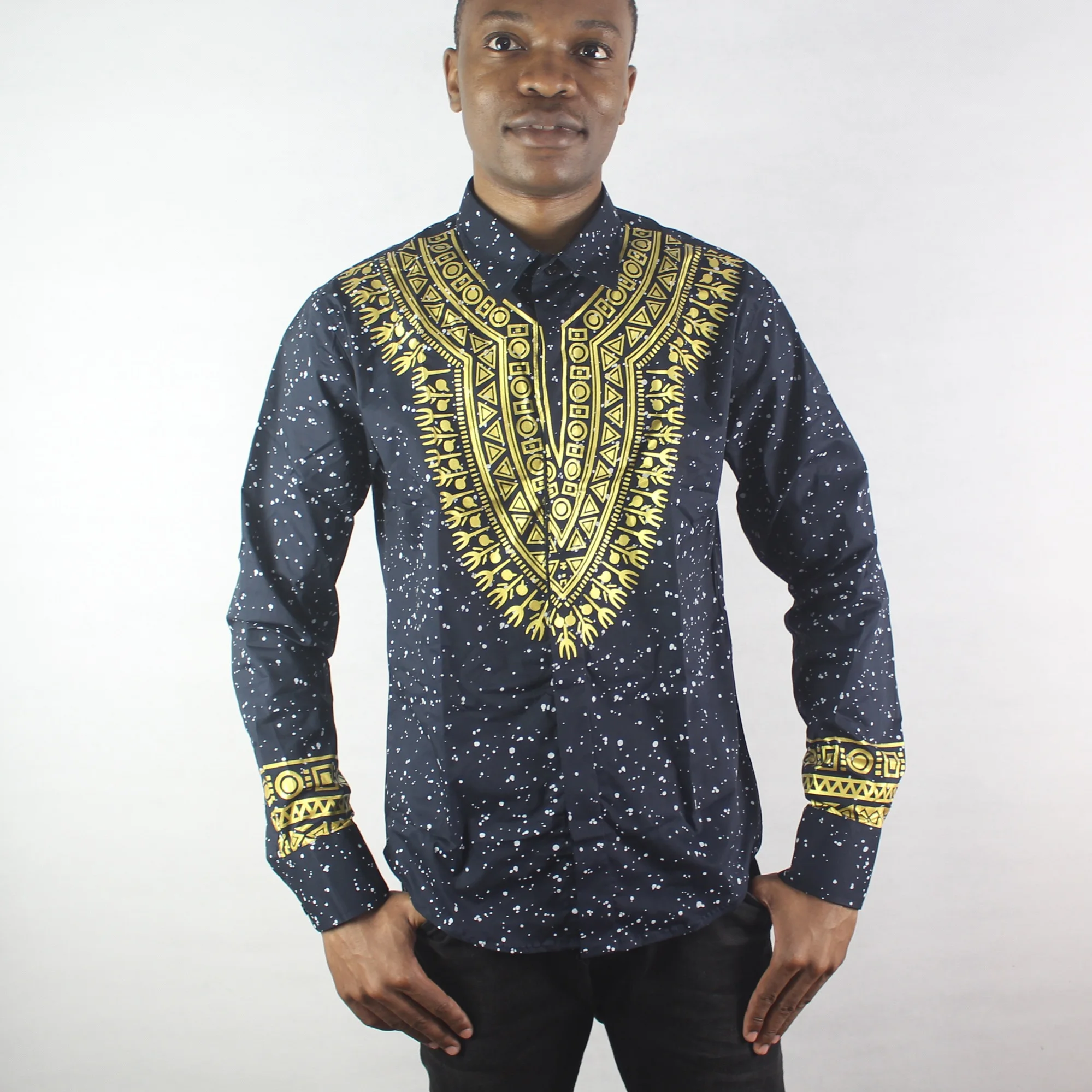 

Dashikiage Covered Button African Clothes hip hop Africa Dashiki Shirts 3d Golden printed Dashiki clothing Shirt 2019