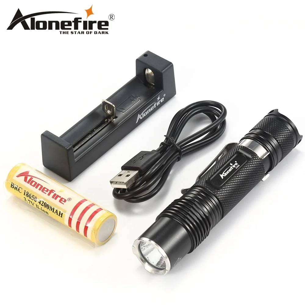 Alonefire X350 Водонепроницаемый 6 режимов 1020lm XM-L2 светодиодные лампы фонарик факел для кемпинга открытый + 18650 + зарядное USB зарядное устройство