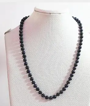 

Women Gift Freshwater Natural freshwater cultural balck pearl 7-8mm nearround beads hot sale diy fashion for women long chain ne