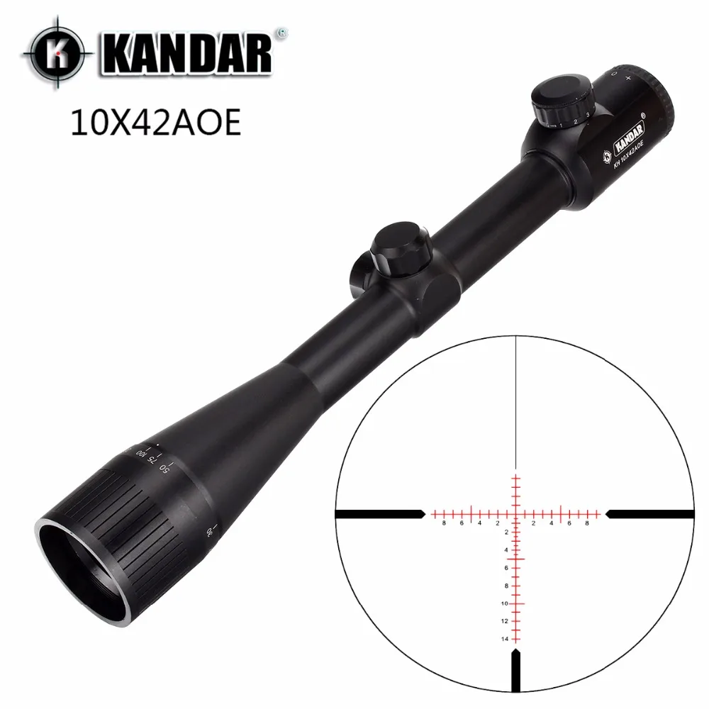KANDAR 10x42 AOE Glass Reticle Red Illuminated RifleScope Fixed