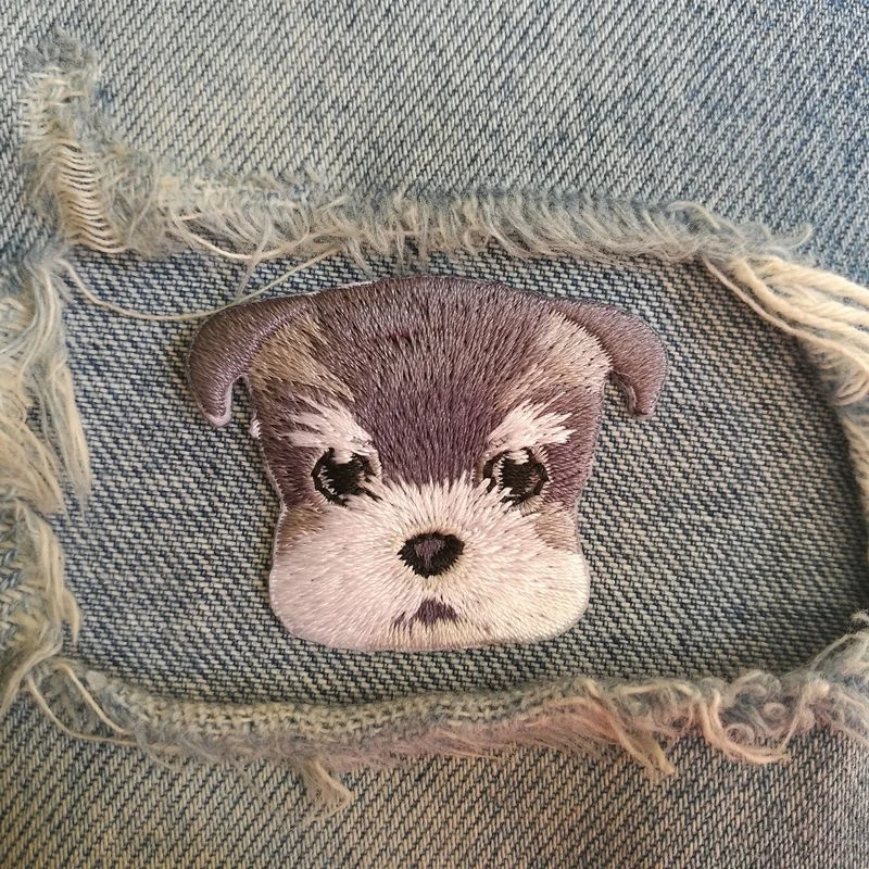 

1 PIC 4.3*3.5CM Embroidered cloth computer embroidery chapter boutique DIY Schnauzer DOG badge garment decoration patch sticker