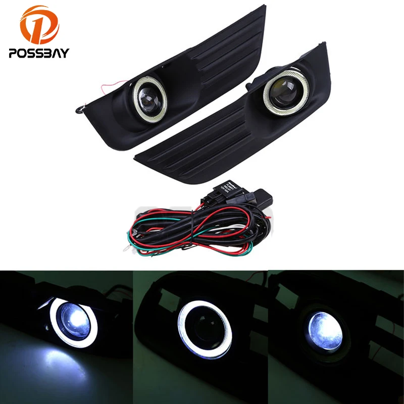POSSBAY Lower Bumper Grille Fog Lights LED Lamp Devil/Angle Eyes DRL Running Fit for Ford Focus MK2(DA3) Sportvan 2004-2008 POSSBAY Lower Bumper Grille Fog Lights LED Lamp Devil/Angle Eyes DRL Running Fit for Ford Focus MK2(DA3) Sportvan 2004-2008