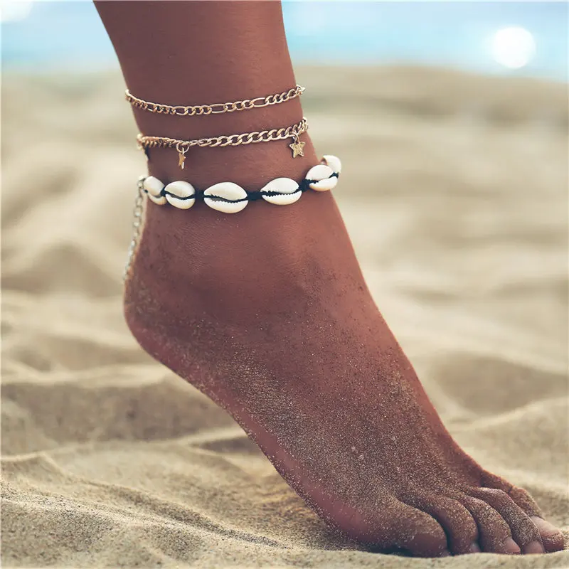 Если вы Богемия луна сердце летние пляжные многослойные украшения для ног браслет для ног дам для женщин цепочка в богемном стиле мужчин ножной браслет ювелирные изделия