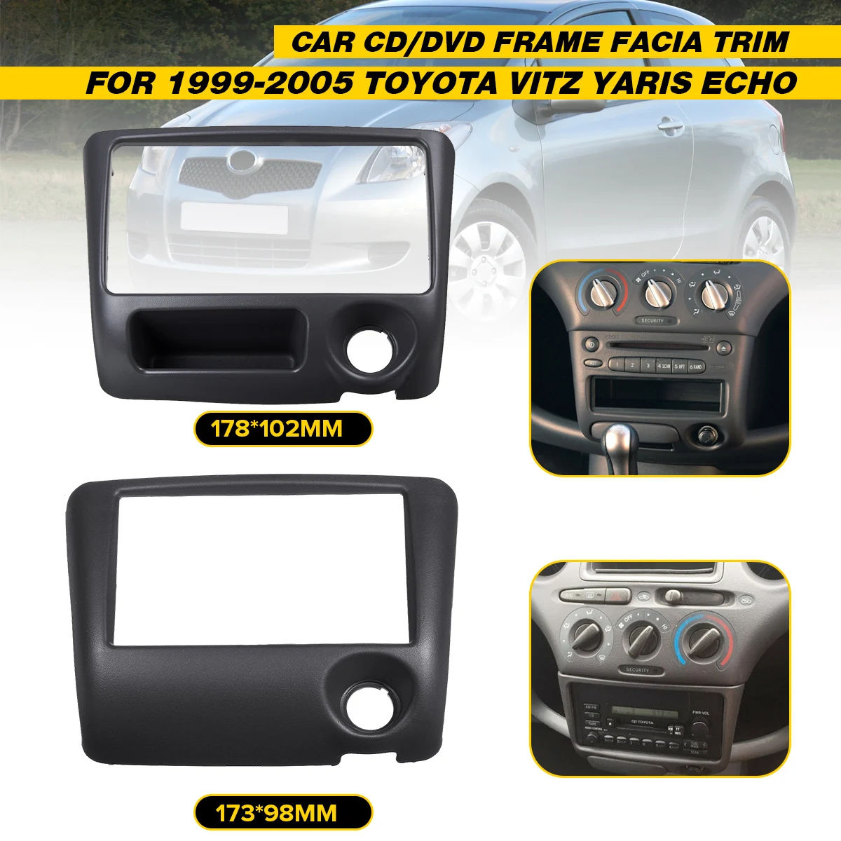 

2 DIN Car Radio Facia for Toyota Yaris for Echo Vitz 1999 2000 2005 DVD Stereo CD Panel Dash Kit Trim Fascia Face Plate Console
