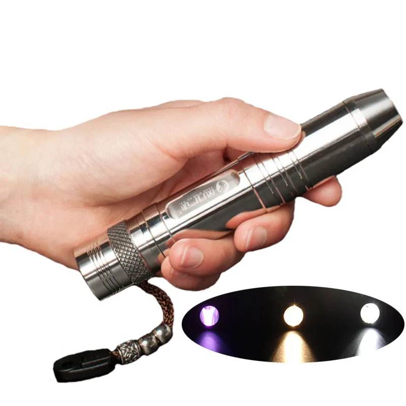 365NM UV Black Light & Yellow Light & White Light 3 Modes Gem Torch for