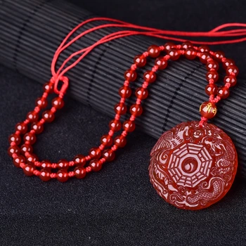 

Natural red dragon phoenix tai chi gossip pendant men 's necklace women' s chicken life of the pendant