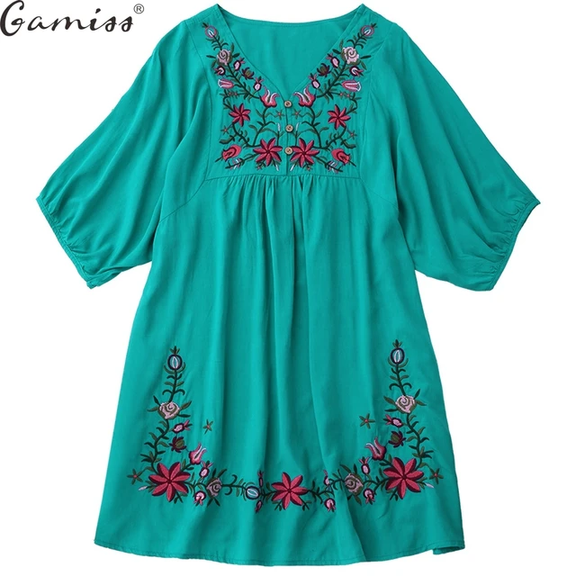 Gamiss Hot Sale Vintage 70s Women Mexican Ethnic Embroidered Pessant Hippie Blouse Gypsy Boho Mini Dress Gamiss Hot Sale Vintage 70s Women Mexican Ethnic Embroidered Pessant Hippie Blouse Gypsy Boho Mini Dress