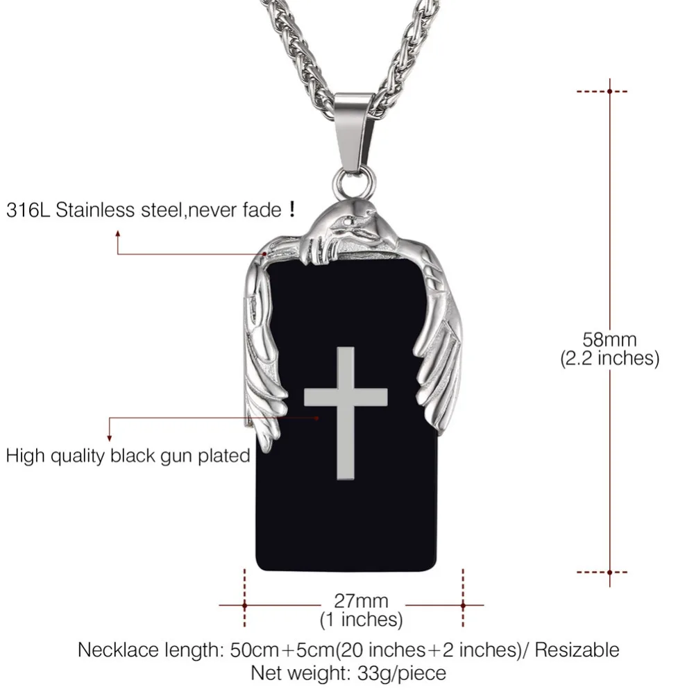 U7 Eagle Cross Dogtag ожерелье и кулон золотой/черный цвет Прямая поставка Hawk из