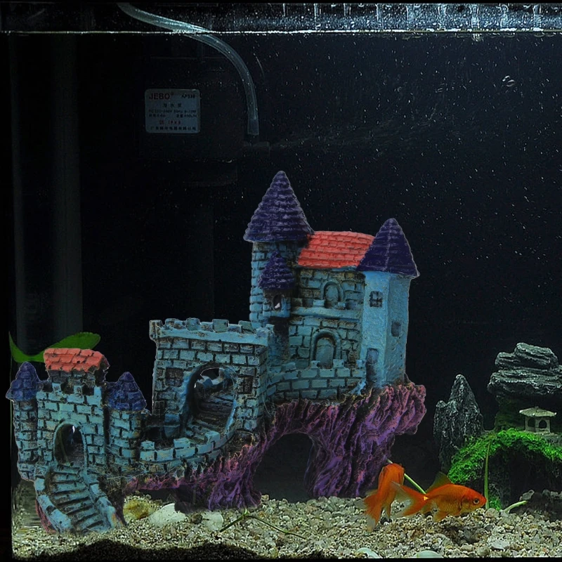 Смола мультфильм замок украшения для аквариума замок башня украшения аквариум аксессуары украшения