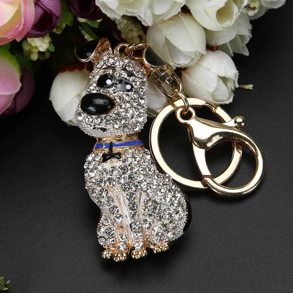 Южнокорейский горячий Хрустальный щенок брелок для собак брелок с кольцом для ключей кошелек сумка Автомобильный Брелок свадебный орнамент