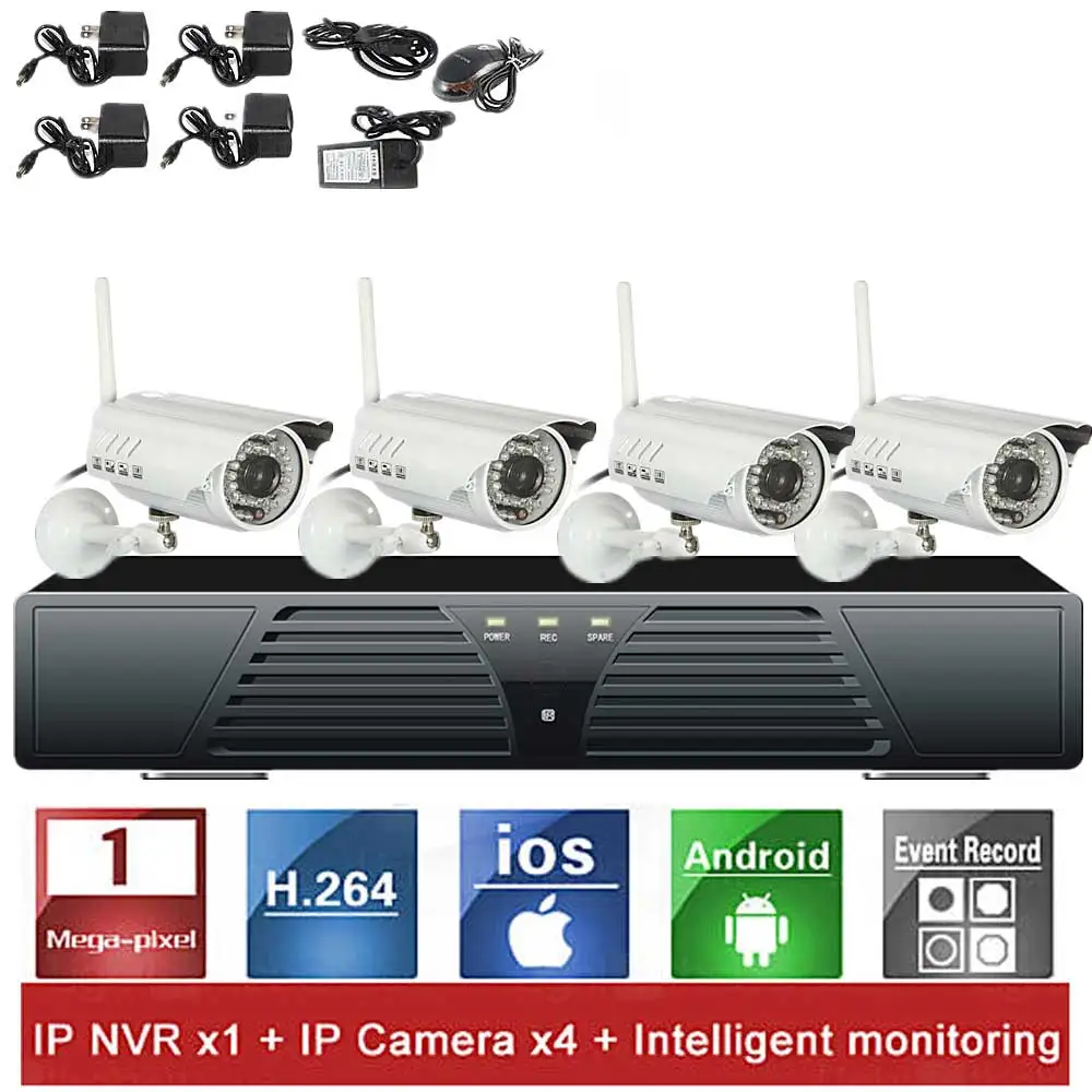 

FKH069 4CH 720P CCTV System Waterproof Video Recorder 1000TVL Home Security Camera Surveillance Kits PLC Kits 300M