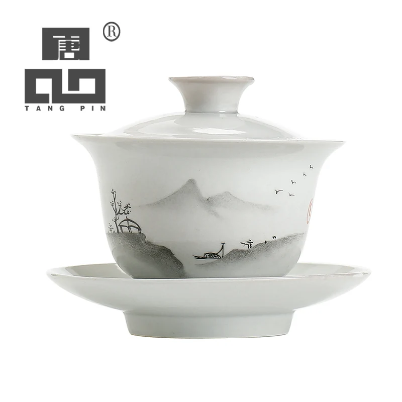 

TANGPIN ceramic gaiwan handpainted teacup porcelain chinese kung fu tea sets drinkware